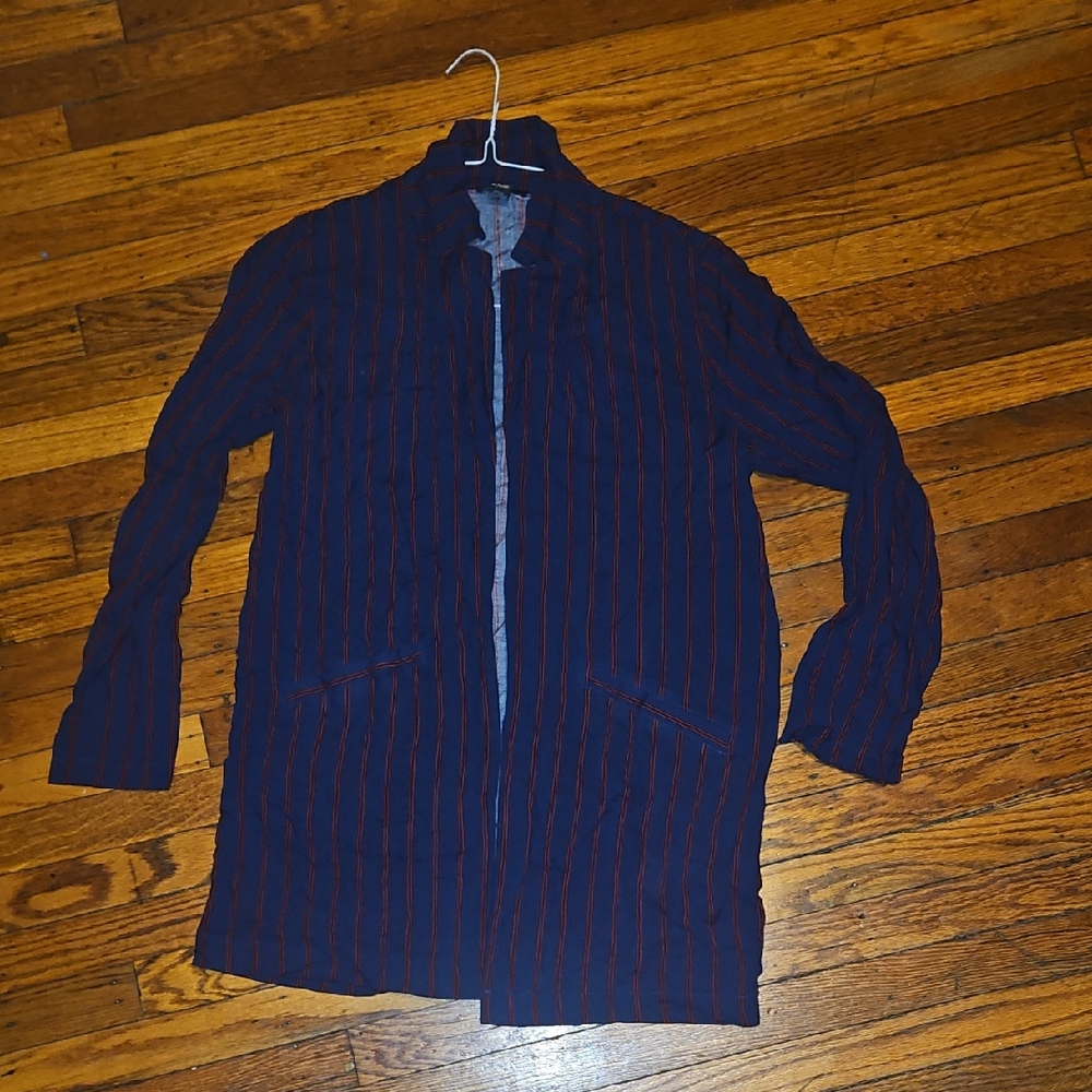 Forever 21 Men's Blue and Red Striped Jacket